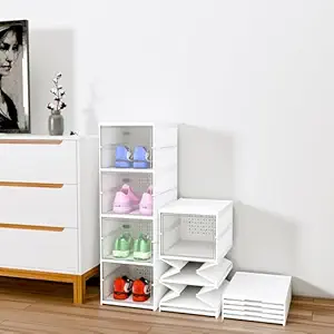 4 Layer Foldable Shoe Rack Transparent
